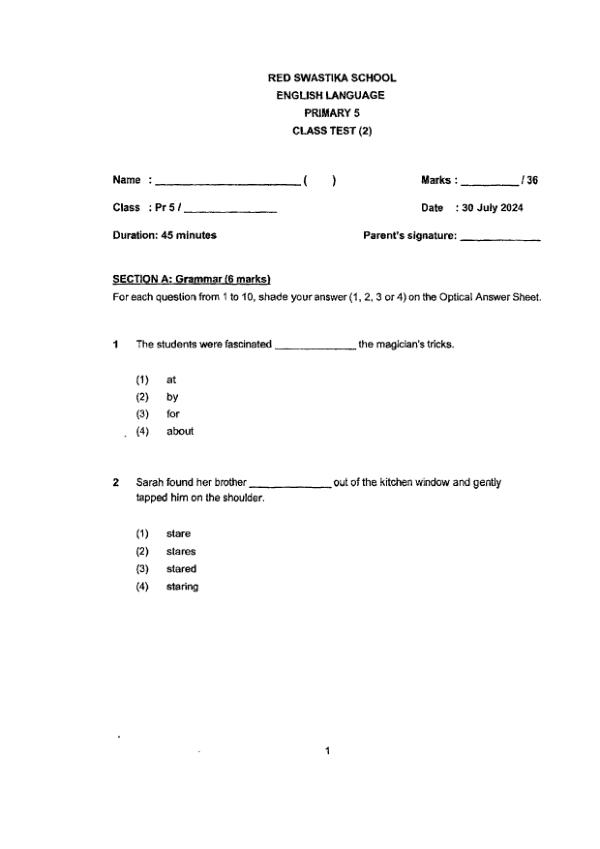 First page preview of P5 Eng 2024 WA2 — Red Swastika