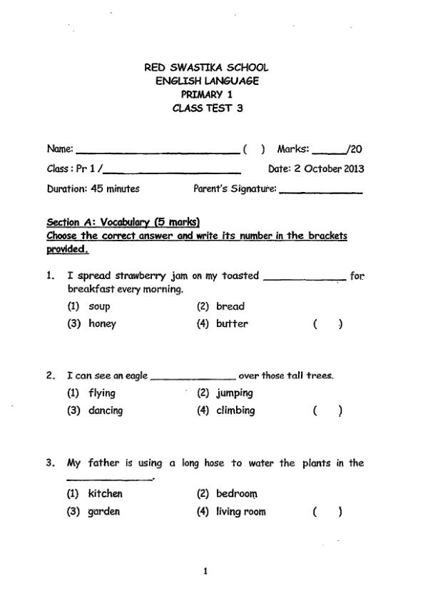 Red Swastika P1 Eng WA1 2013 exam paper PDF first page preview
