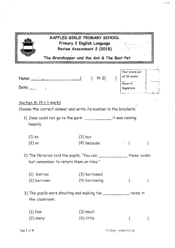Raffles Girls P2 Eng WA2 2018 exam paper PDF preview