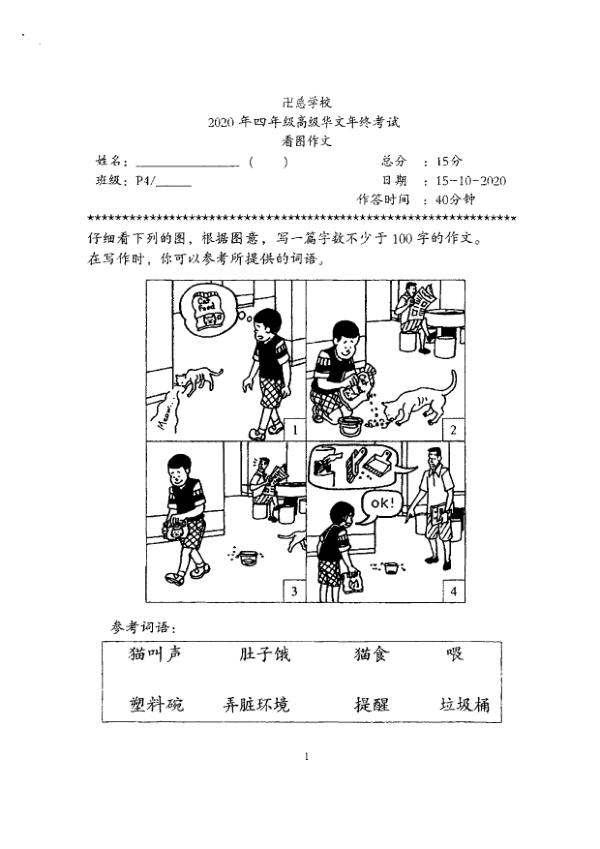 Red Swastika P4 Chi SA2 2020 exam paper PDF first page preview