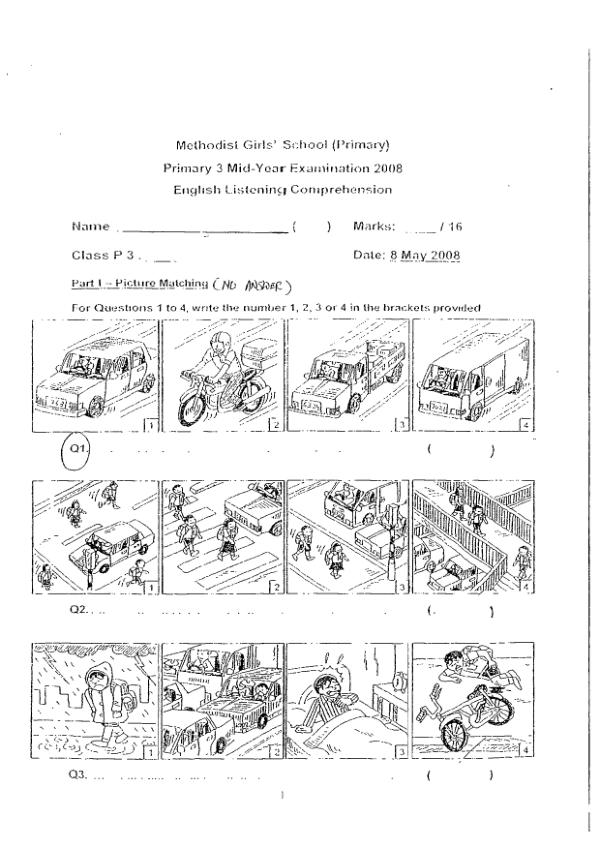 Methodist Girls P3 Eng WA2 2008 exam paper PDF first page preview
