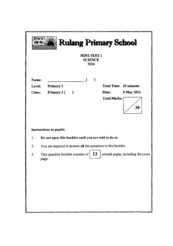 First page preview of P3 Sci 2024 WA1 — Rulang