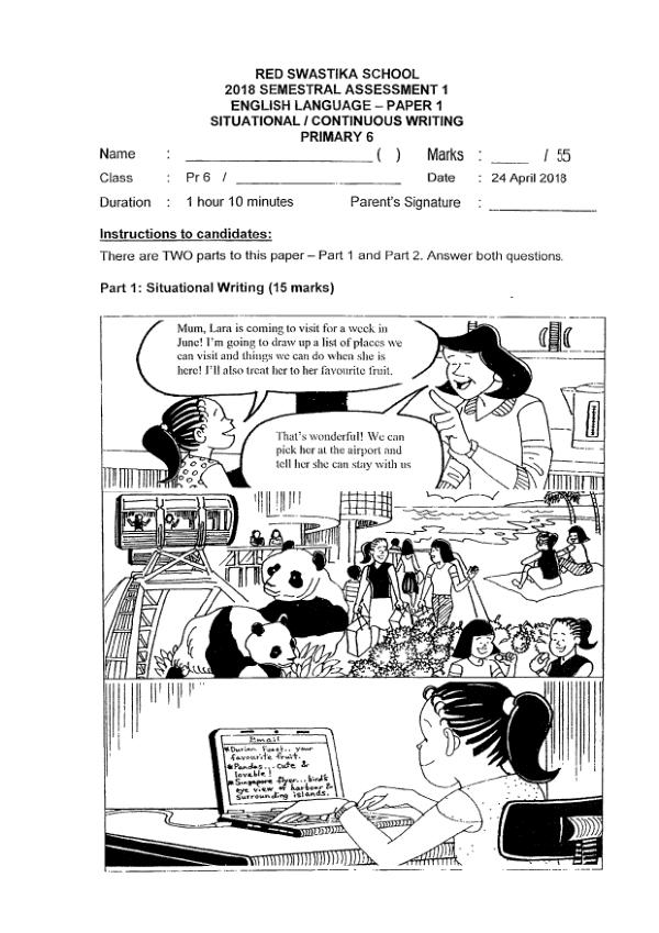 Red Swastika P6 Eng WA2 2018 exam paper PDF first page preview