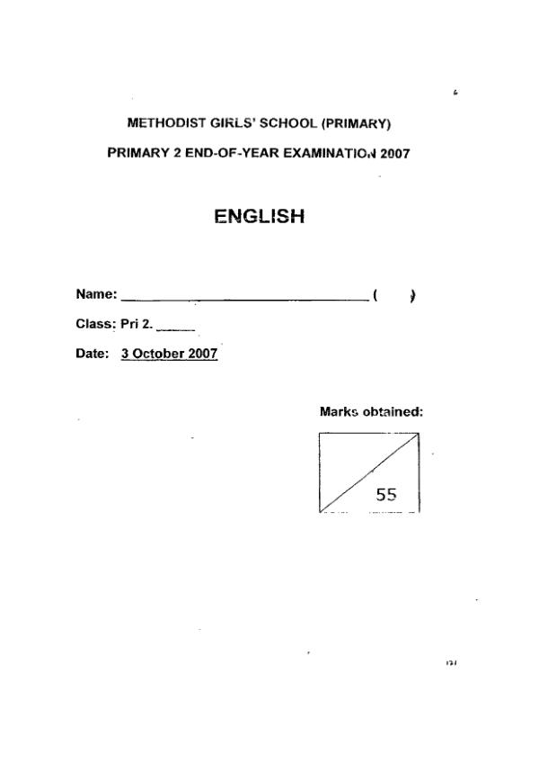 Methodist Girls P2 Eng SA2 2007 exam paper PDF preview