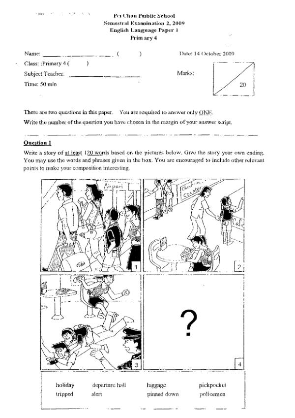 Pei Chun P4 Eng SA2 2009 exam paper PDF first page preview