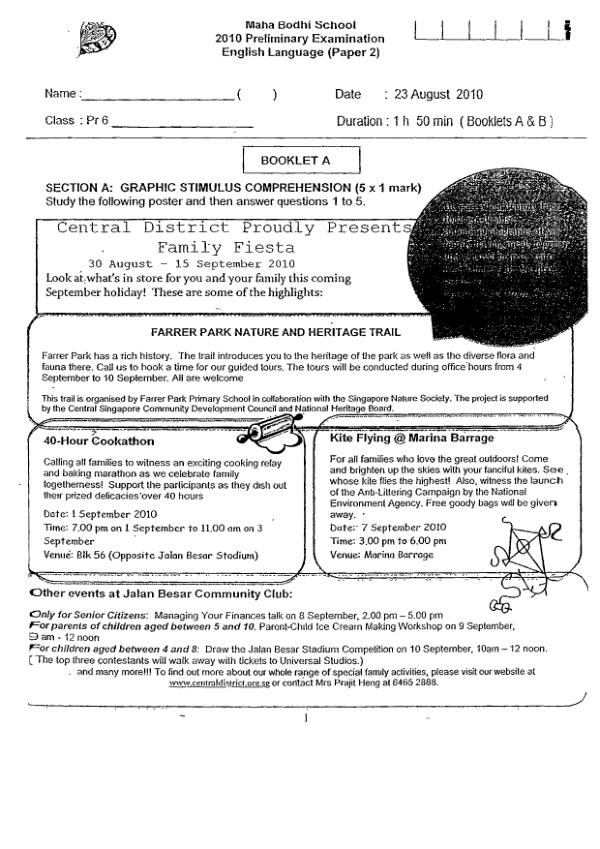 Maha Bodhi P6 Eng WA3 2010 exam paper PDF first page preview