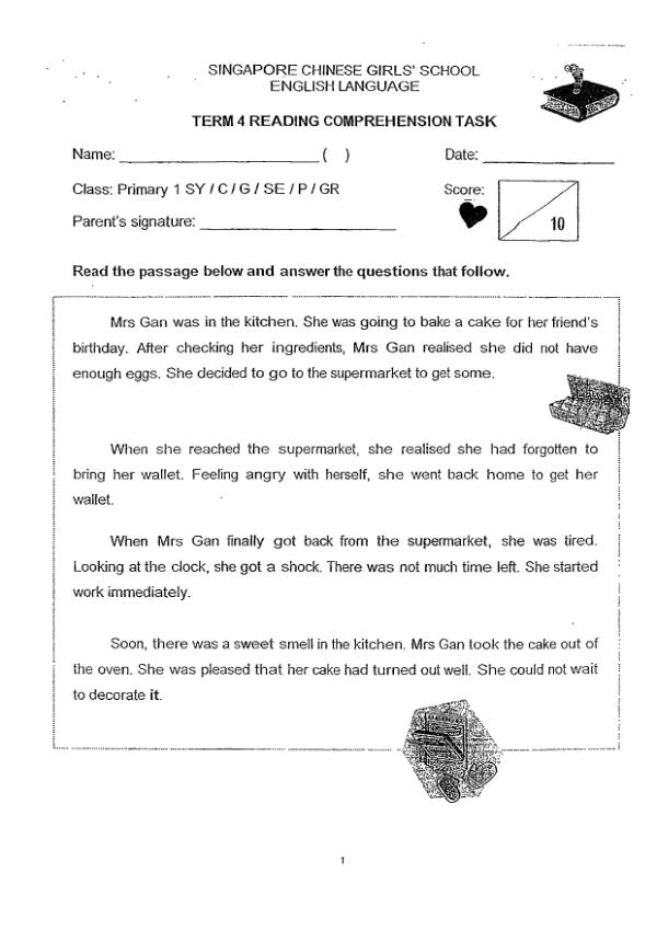 Singapore Chinese Girls P1 Eng SA2 2014 exam paper PDF first page preview