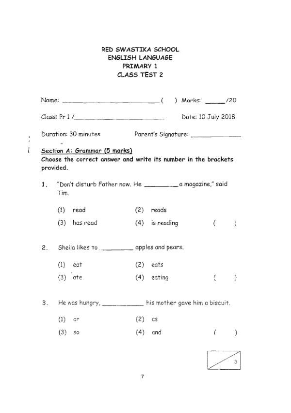 Red Swastika P1 Eng WA2 2018 exam paper PDF first page preview