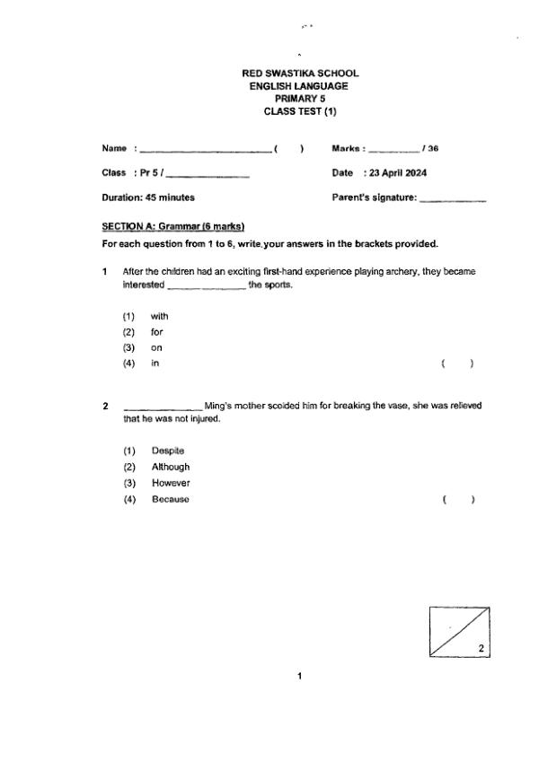 First page preview of P5 Eng 2024 WA1 — Red Swastika