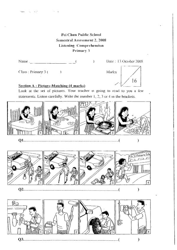 Pei Chun P3 Eng SA2 2008 exam paper PDF first page preview