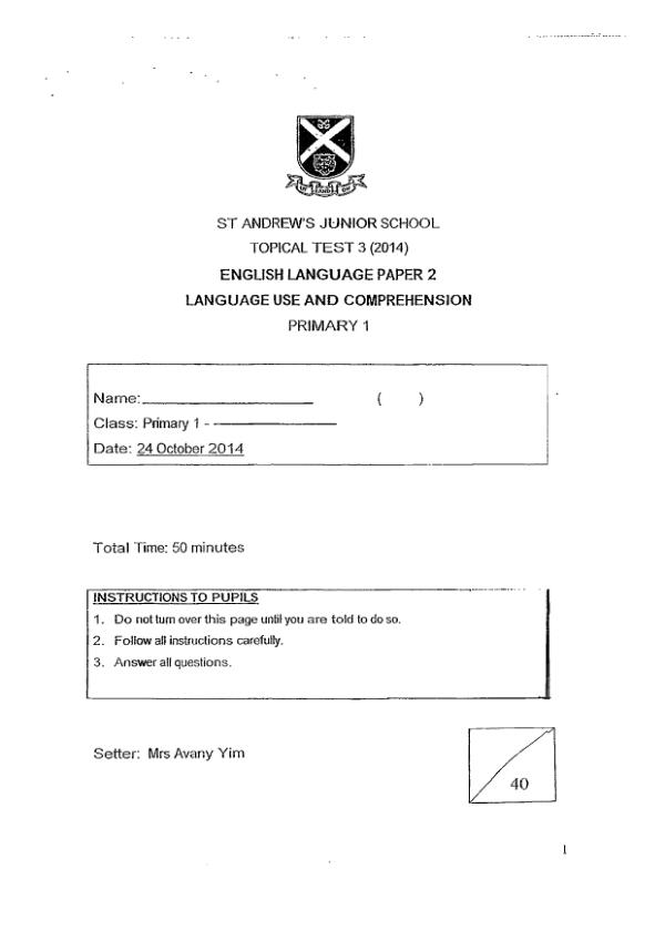 St Andrews P1 Eng SA2 2014 exam paper PDF preview