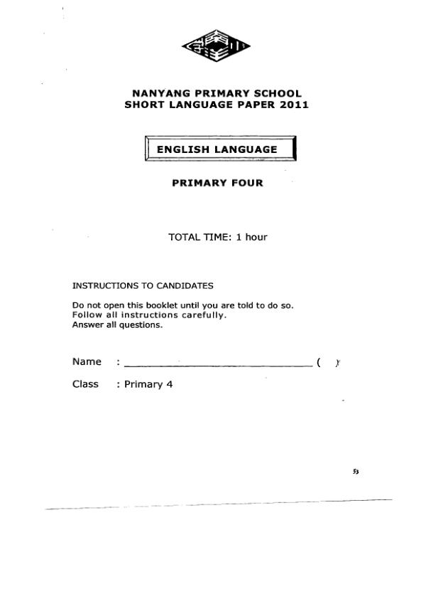 Nanyang P4 Eng WA1 2011 exam paper PDF preview