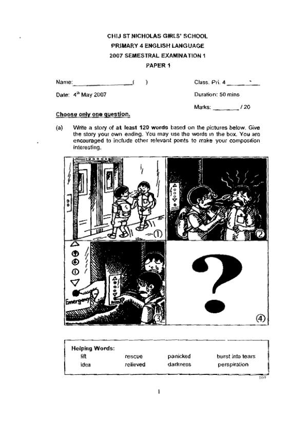 CHIJ P4 Eng WA2 2007 exam paper PDF preview