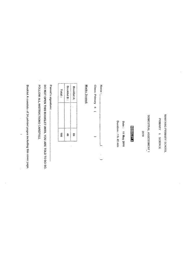 Nanyang P6 Sci WA2 2010 exam paper PDF first page preview