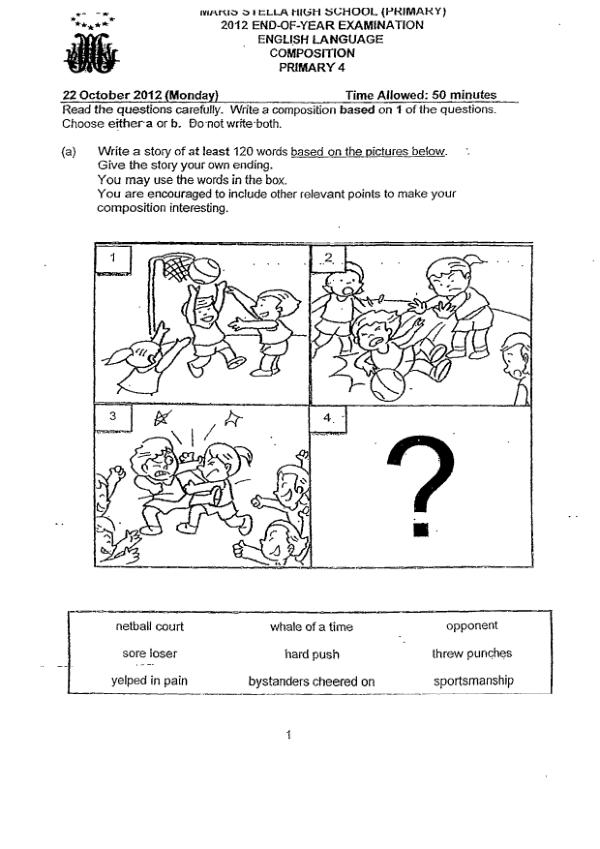 Maris Stella High P4 Eng SA2 2012 exam paper PDF preview