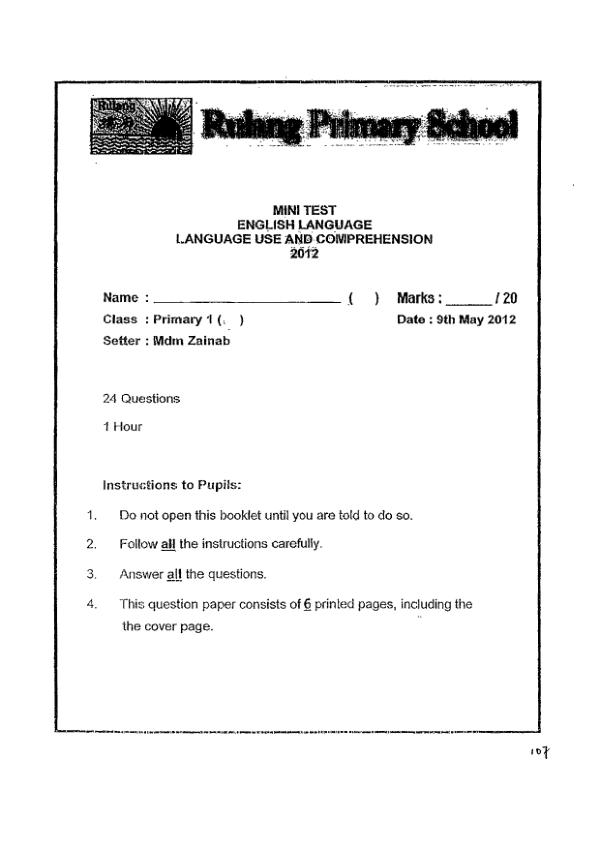 Rulang P1 Eng WA2 2012 exam paper PDF preview