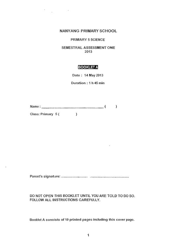 Nanyang P5 Sci WA2 2013 exam paper PDF preview