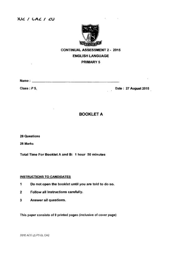 Anglo Chinese P5 Eng WA3 2015 exam paper PDF preview
