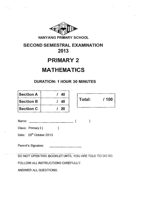 Nanyang P2 Math SA2 2013 exam paper PDF preview