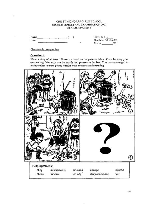 CHIJ P4 Eng SA2 2007 exam paper PDF first page preview