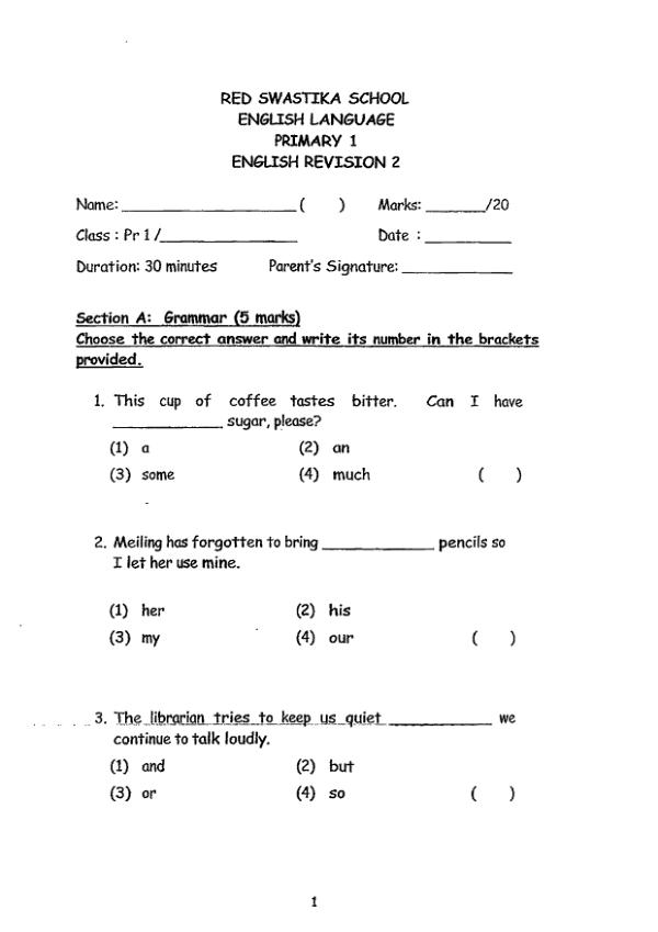 Red Swastika P1 Eng SA2 2013 exam paper PDF preview