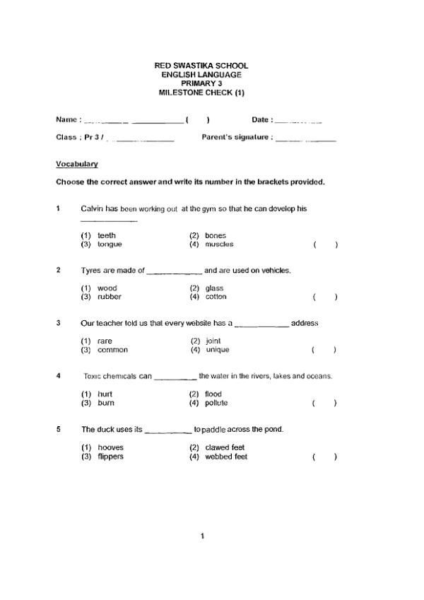Red Swastika P3 Eng WA1 2019 exam paper PDF preview