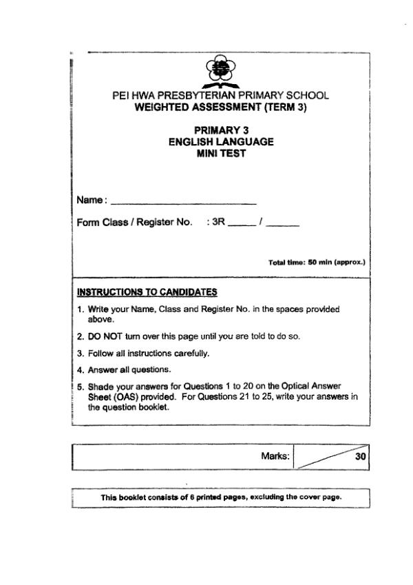 First page preview of P3 Eng 2025 WA3 — Pei Hwa