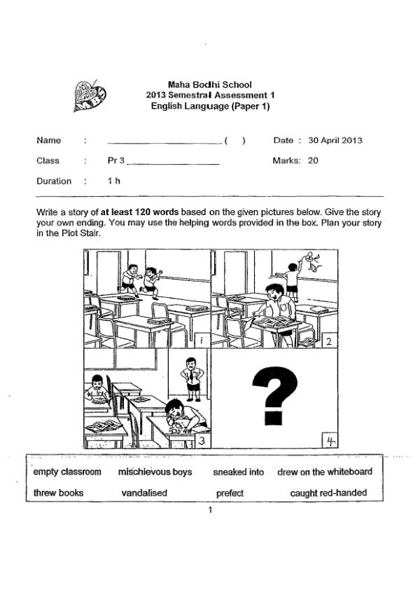 Maha Bodhi P3 Eng WA2 2013 exam paper PDF first page preview
