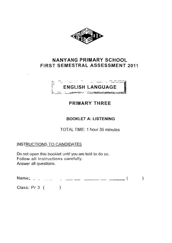 Nanyang P3 Eng WA2 2011 exam paper PDF preview