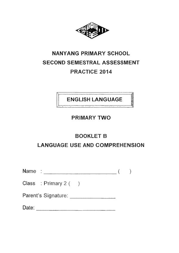 Nanyang P2 Eng SA2 2014 exam paper PDF first page preview