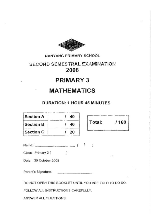 Nanyang P3 Math SA2 2008 exam paper PDF preview
