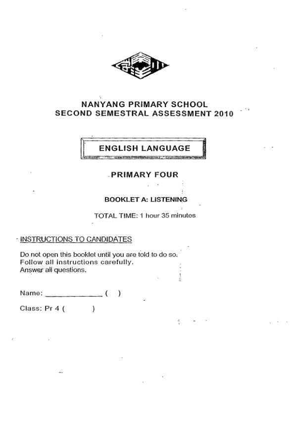 Nanyang P4 Eng SA2 2010 exam paper PDF first page preview