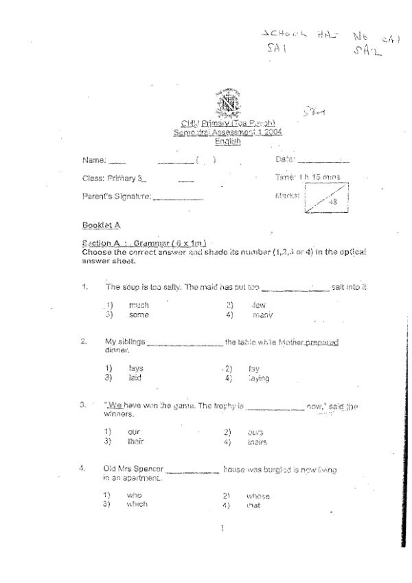 CHIJ P3 Eng WA2 2004 exam paper PDF preview