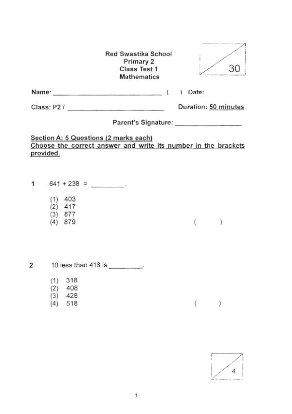 First page preview of P2 Math 2019 WA2 — Red Swastika