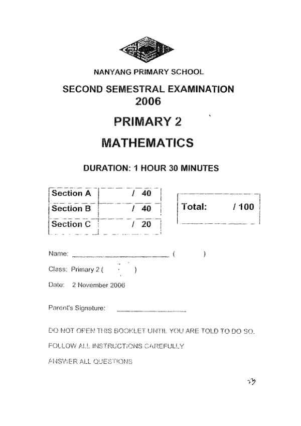 Nanyang P2 Math SA2 2006 exam paper PDF preview