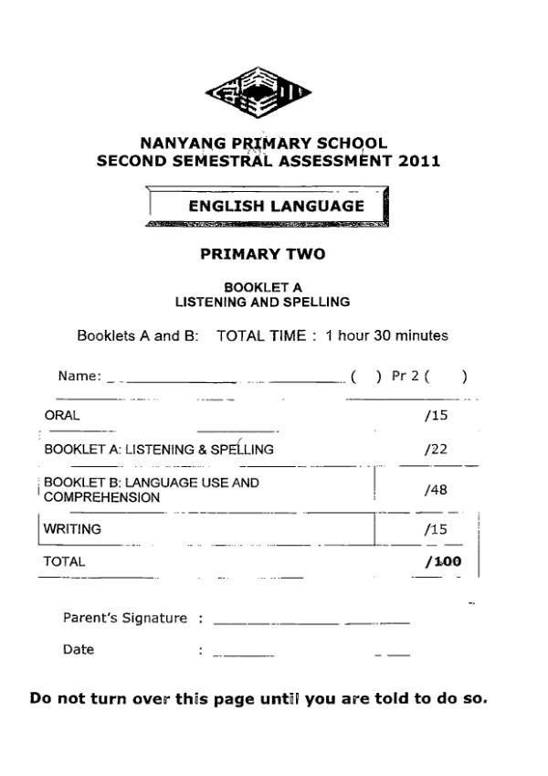 Nanyang P2 Eng SA2 2011 exam paper PDF preview