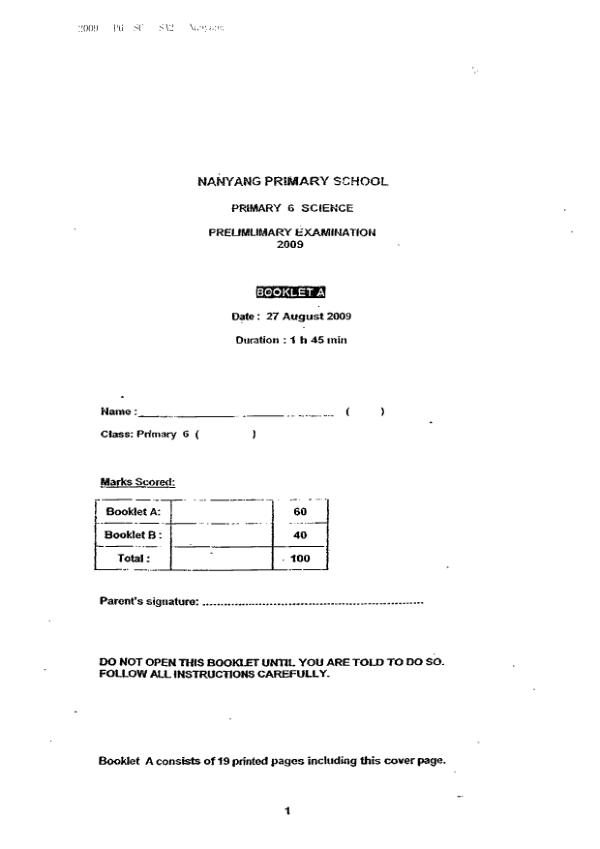 Nanyang P6 Sci SA2 2009 exam paper PDF preview