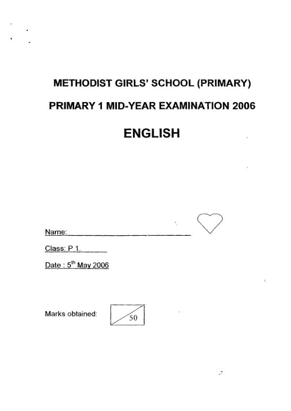 Methodist Girls P1 Eng WA2 2006 exam paper PDF preview