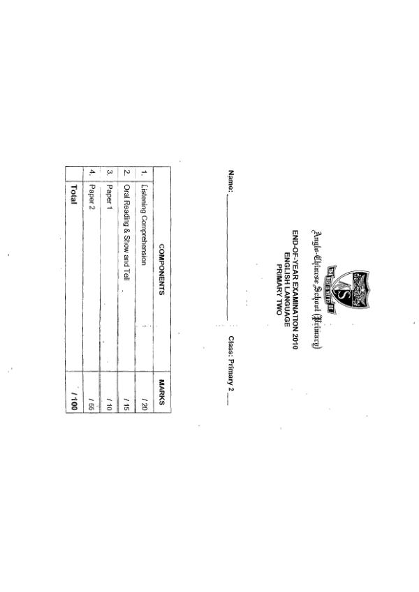 Anglo Chinese P2 Eng SA2 2010 exam paper PDF preview
