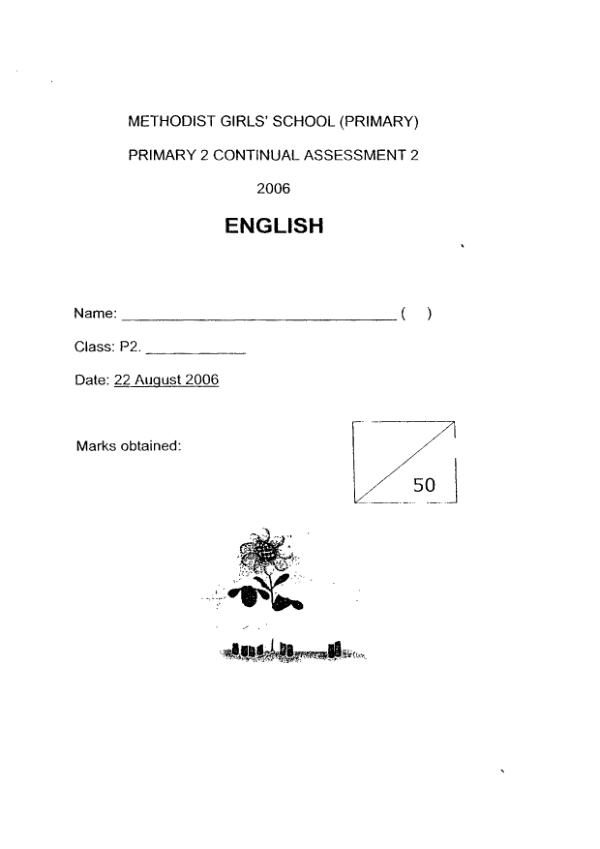 Methodist Girls P2 Eng WA3 2006 exam paper PDF first page preview