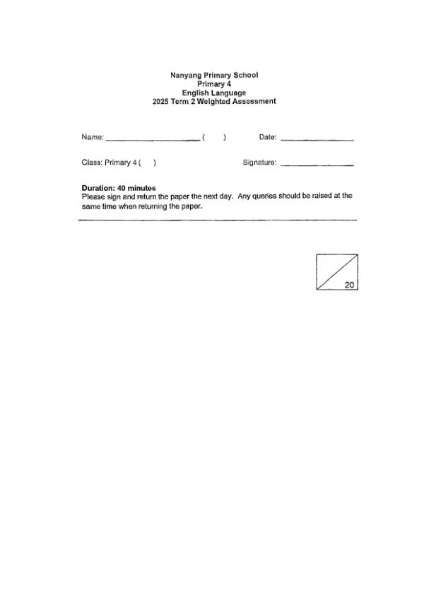 First page preview of P4 Eng 2025 WA2 — Nanyang