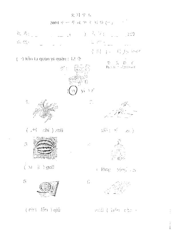 Ai Tong P1 Chi WA1 2004 exam paper PDF preview