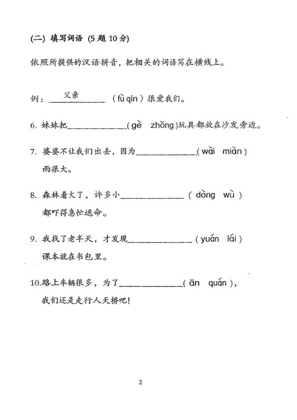 Nanyang P2 Chi WA2 2013 exam paper PDF first page preview