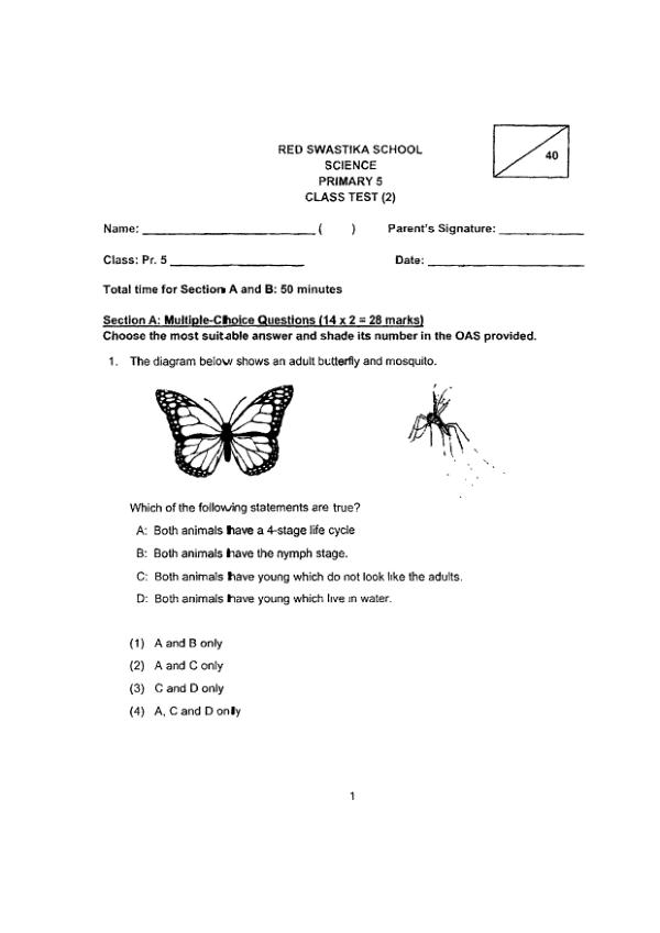 Red Swastika P5 Sci WA3 2023 exam paper PDF first page preview