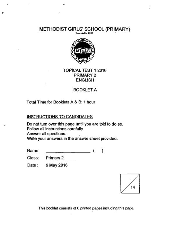 Methodist Girls P2 Eng WA1 2016 exam paper PDF preview