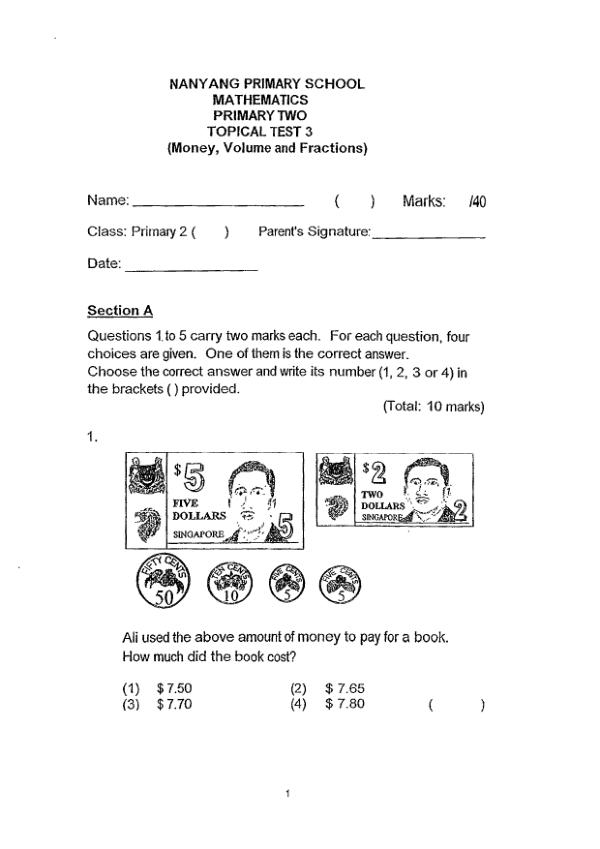 Nanyang P2 Math WA1 2013 exam paper PDF preview