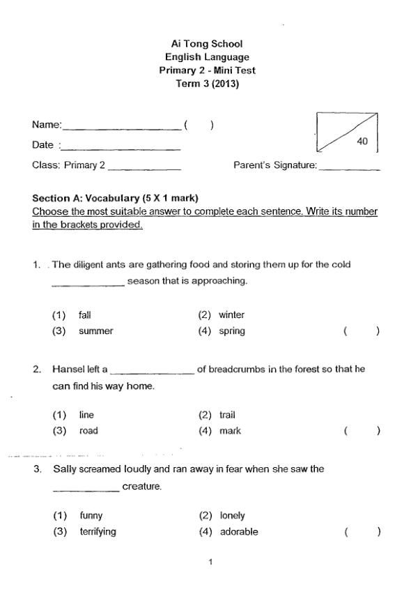 Ai Tong P2 Eng WA3 2013 exam paper PDF preview