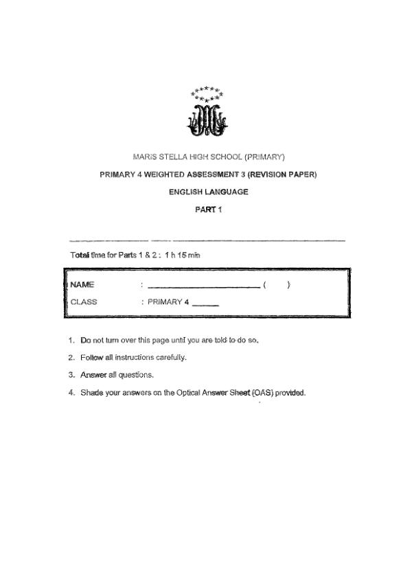 First page preview of P4 Eng 2025 WA3 — Maris Stella High