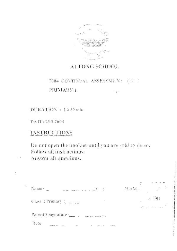 Ai Tong P1 Eng WA3 2004 exam paper PDF preview