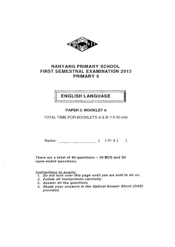 Nanyang P5 Eng WA2 2013 exam paper PDF preview